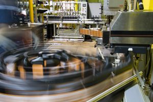 Turntable of bottling line at a lubricant manufacturing facility